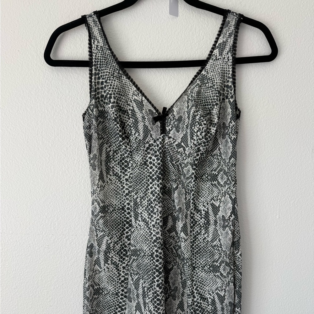 Snake Print Slip Dress in Black and White